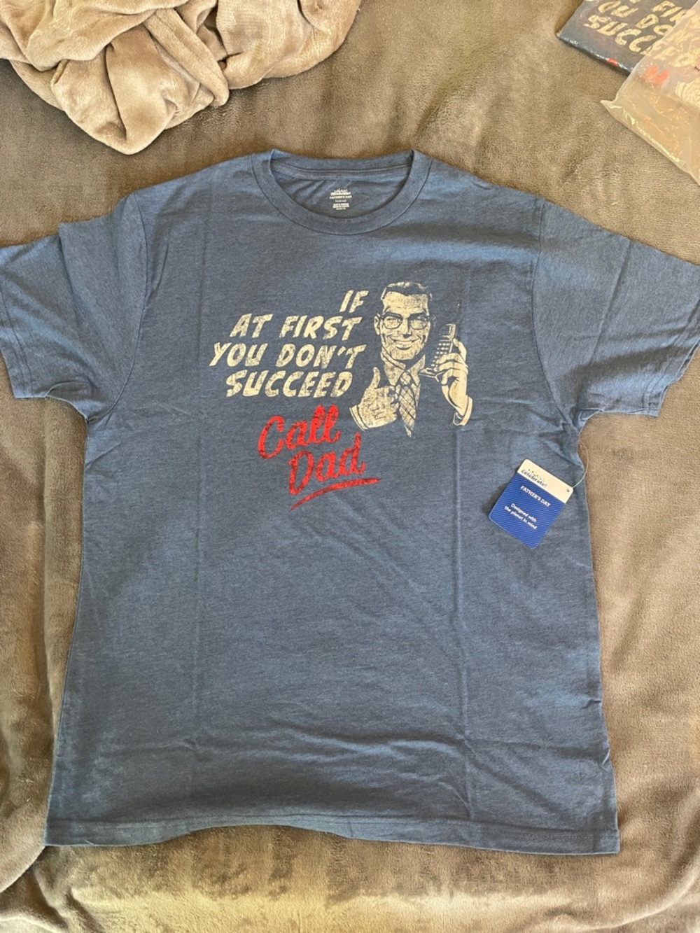 If at first, you don’t succeed call dad vintage blue graphic T-shirt nwt - Picture 2 of 8